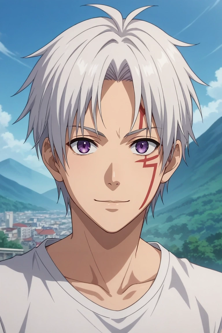 score_9, score_8_up, score_7_up, source_anime, rating_safe, intricate details, anime screencap, anime coloring, , looking at viewer, , 1boy, solo, male focus, <lora:allen_walker_pony:0.76>, allen_walker, white hair, purple eyes, short hair, , facial mark, hallow, straight-on, mountaintop city, day, sunny, stretching, light smile, , <lora:sdxl_lightning_8step_lora:1>