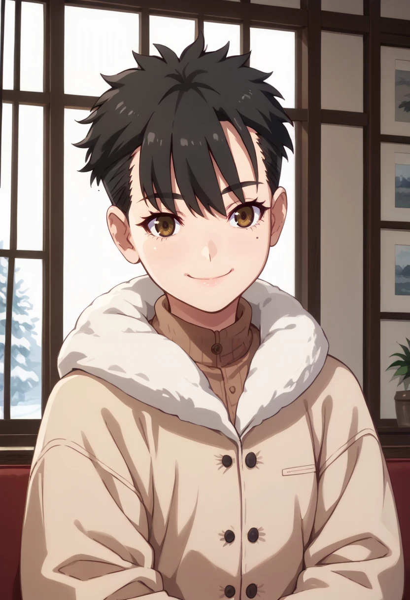 score_9, score_8_up,
1girl, <lora:ReikaMayoko_OffSeason_PDXL:0.9>, reikamayoko, mole under eye, brown eyes, short hair, black hair,
winter coat,
slight smile,
indoors