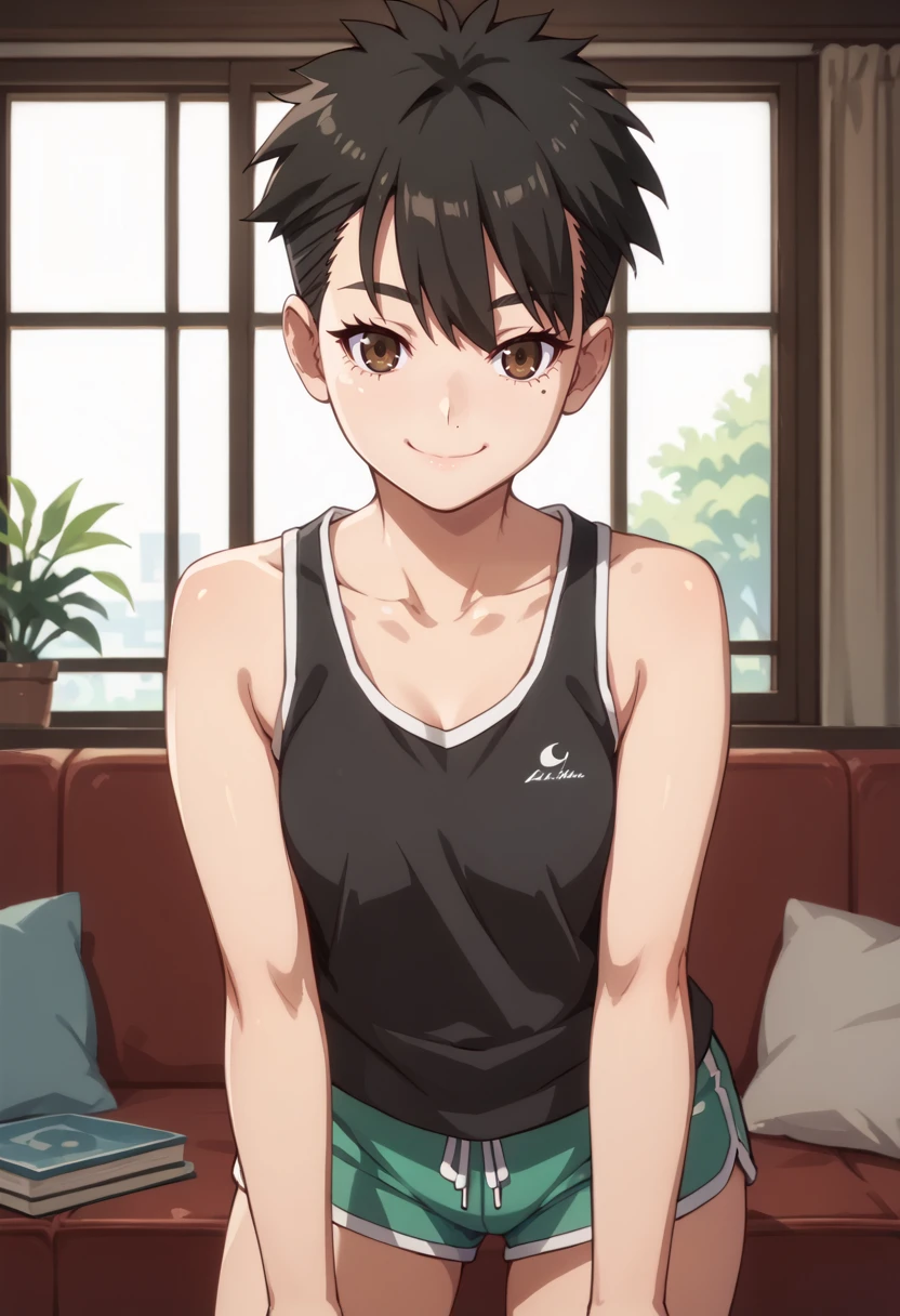 score_9, score_8_up,
1girl, <lora:ReikaMayoko_OffSeason_PDXL:0.9>, reikamayoko, mole under eye, brown eyes, short hair, black hair,
dolphin shorts,
slight smile,
indoors