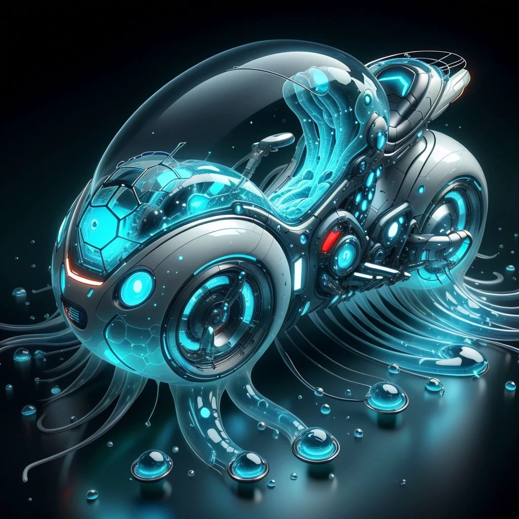 <lora:Navi_SlimeTech_L:1>  nv_slimetech ,scifi, translucent, tendrils, melting ,
 hover bike ,