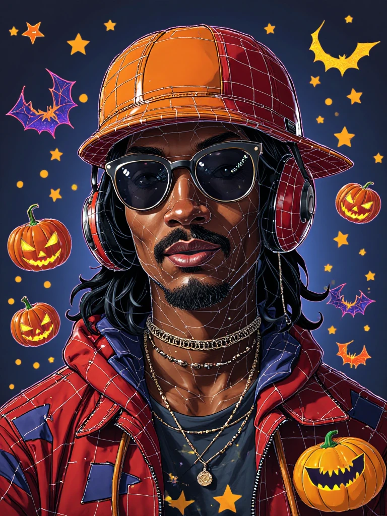 image nmji art style of snoop dogg with anime style in halloween season COLORFUL ART