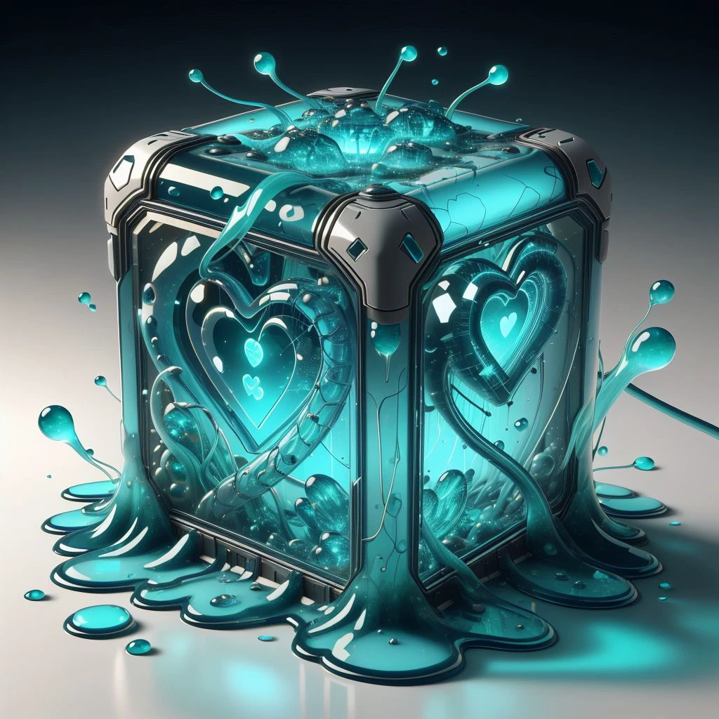 <lora:Navi_SlimeTech_L:1>  nv_slimetech ,scifi, translucent, tendrils, melting ,
heart shape , weighted companion cube,cube