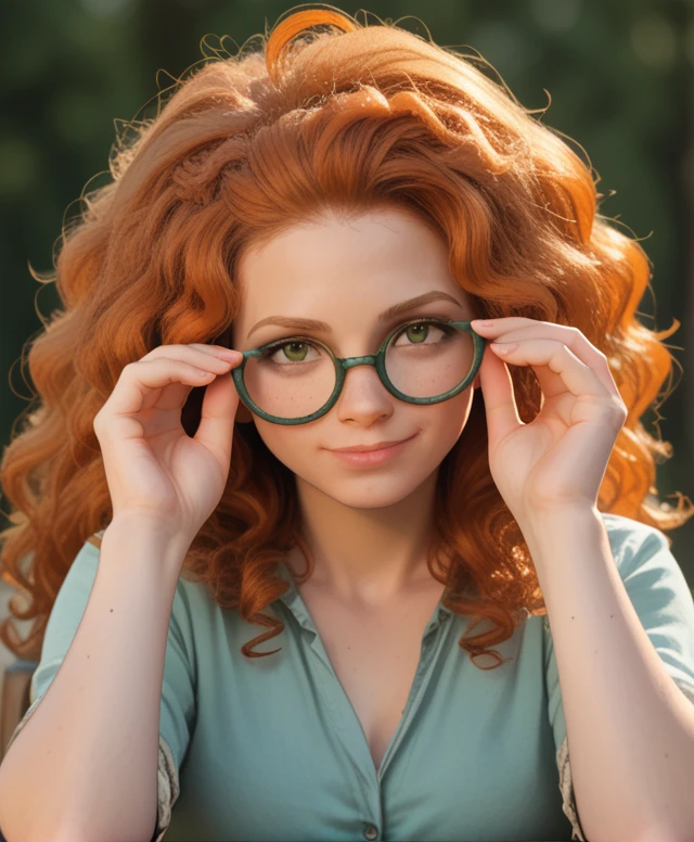 score_9, score_8_up, score_7_up,  <lora:pulling_sunglasses_down:1>, pulling glasses down,  Merida