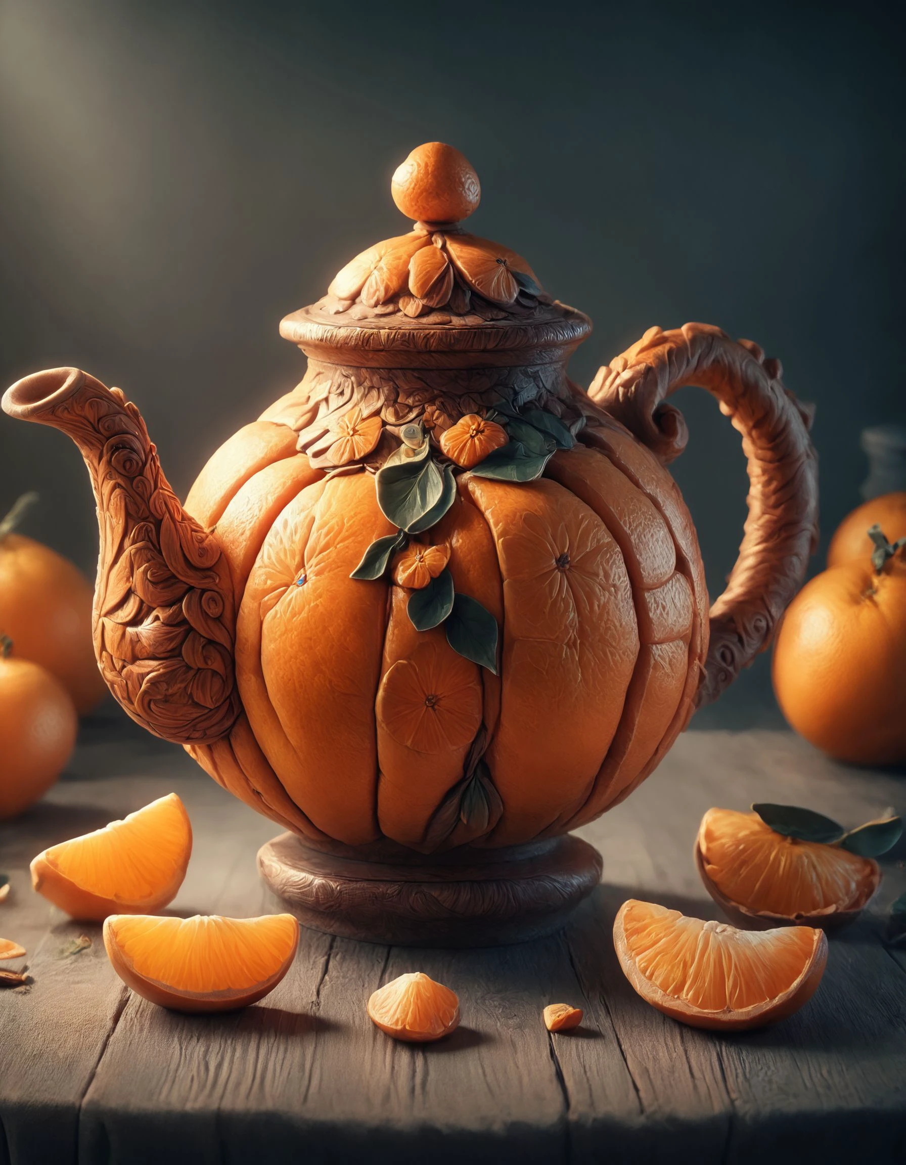 score_9, score_8_up, score_7_up, score_6_up, score_5_up,
photo of a teapot, made out of tangerine, oranges, tangerines
 <lora:Tangerine:1>