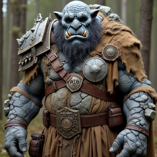 an image of Sergeant Detritus, a troll with stone skin wearing a modified medieval breastplate and helmet