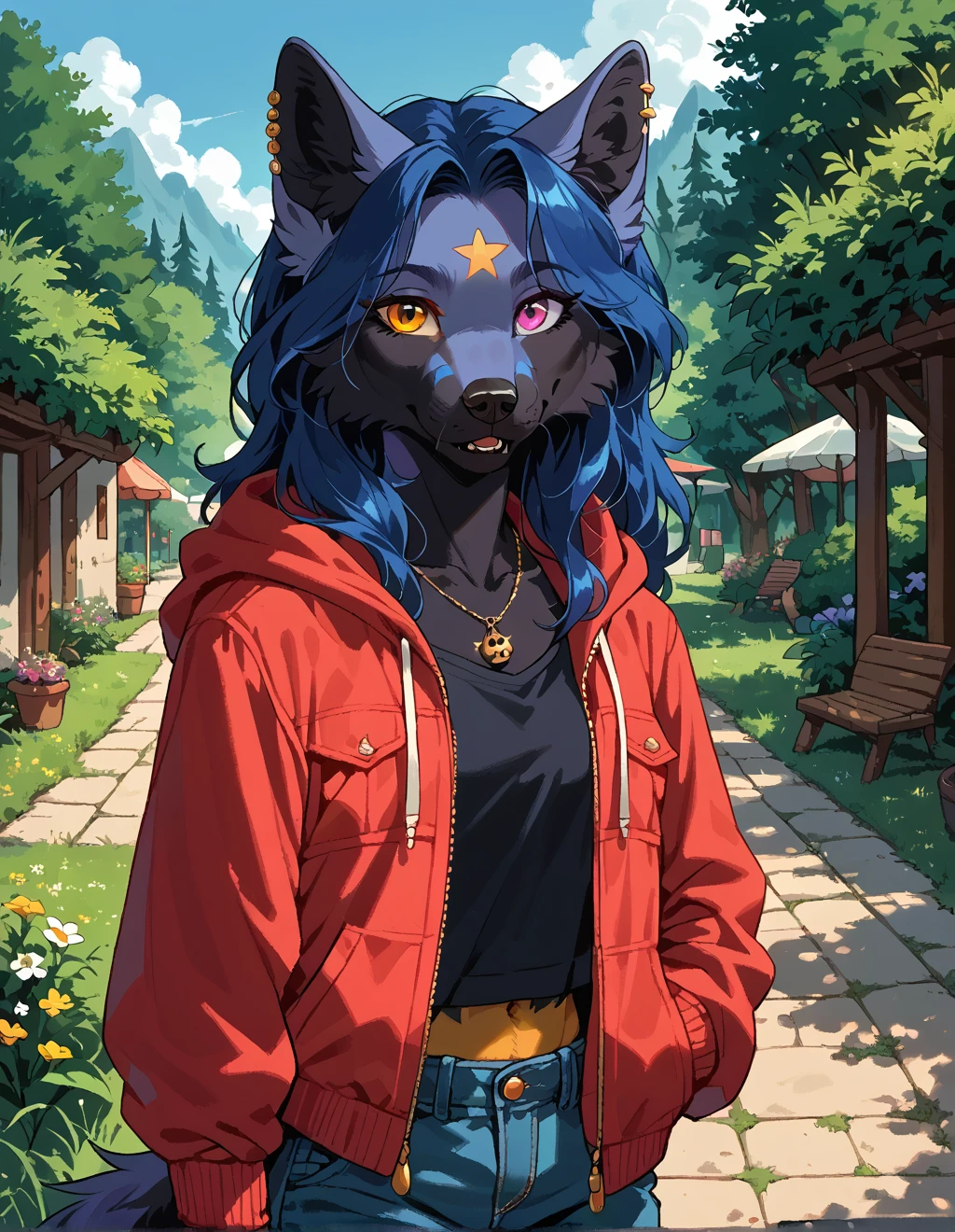 score_9, score_8_up, score_7_up, <lora:OrbitFox:1> orbitfox, fox, female, skinny, solo, anthro, heterochromia, furry, clothes, daytime, outdoors