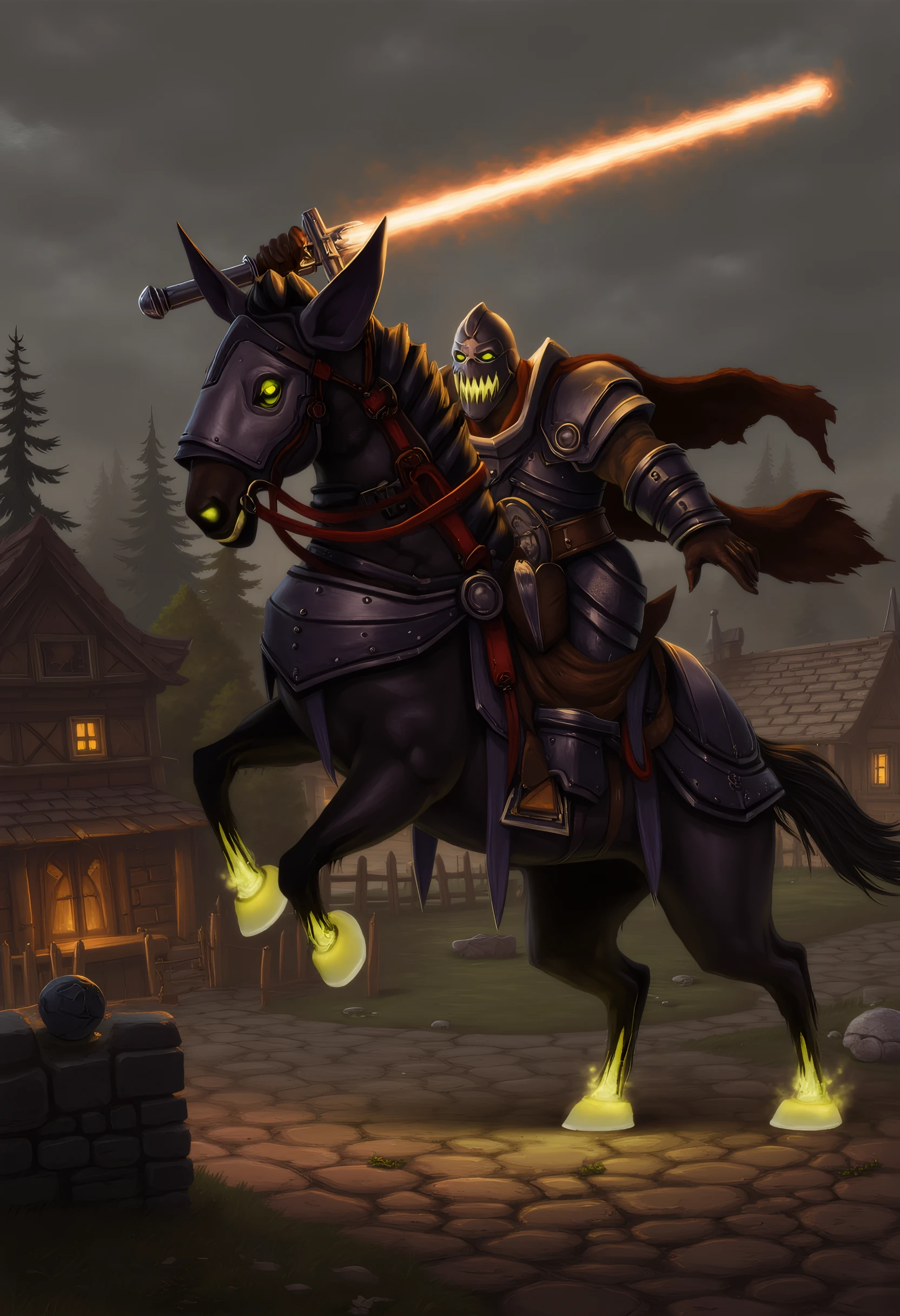 wow_headlesshorseman, attacking a village