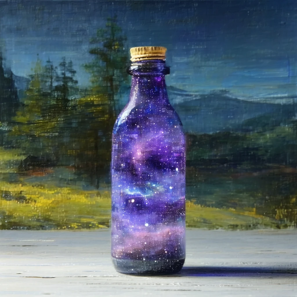 beautiful scenery nature glass bottle landscape, purple galaxy bottle,