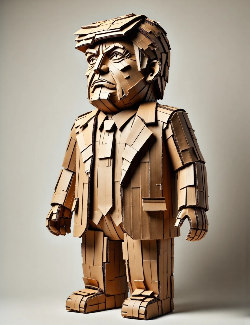 Donald Trump Made entirely from waste cardboard and recyclable waste paper,