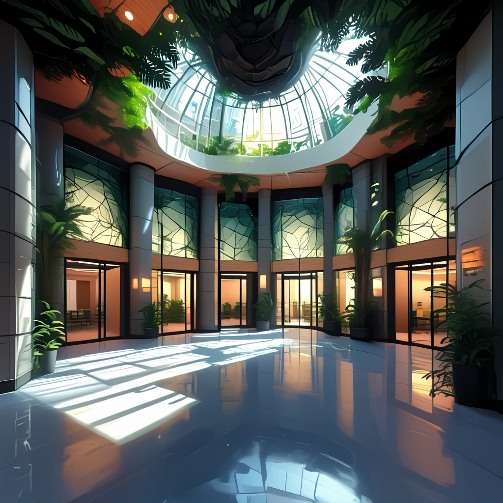 {Office Lobby}, Downtown biome, first person view perspective, rpg game, in the style of fantasy, volumetric lighting, natural lighting, natural shadows, vector art, digital art,  <lora:artfullyMAP1P:1>, artmap1p,