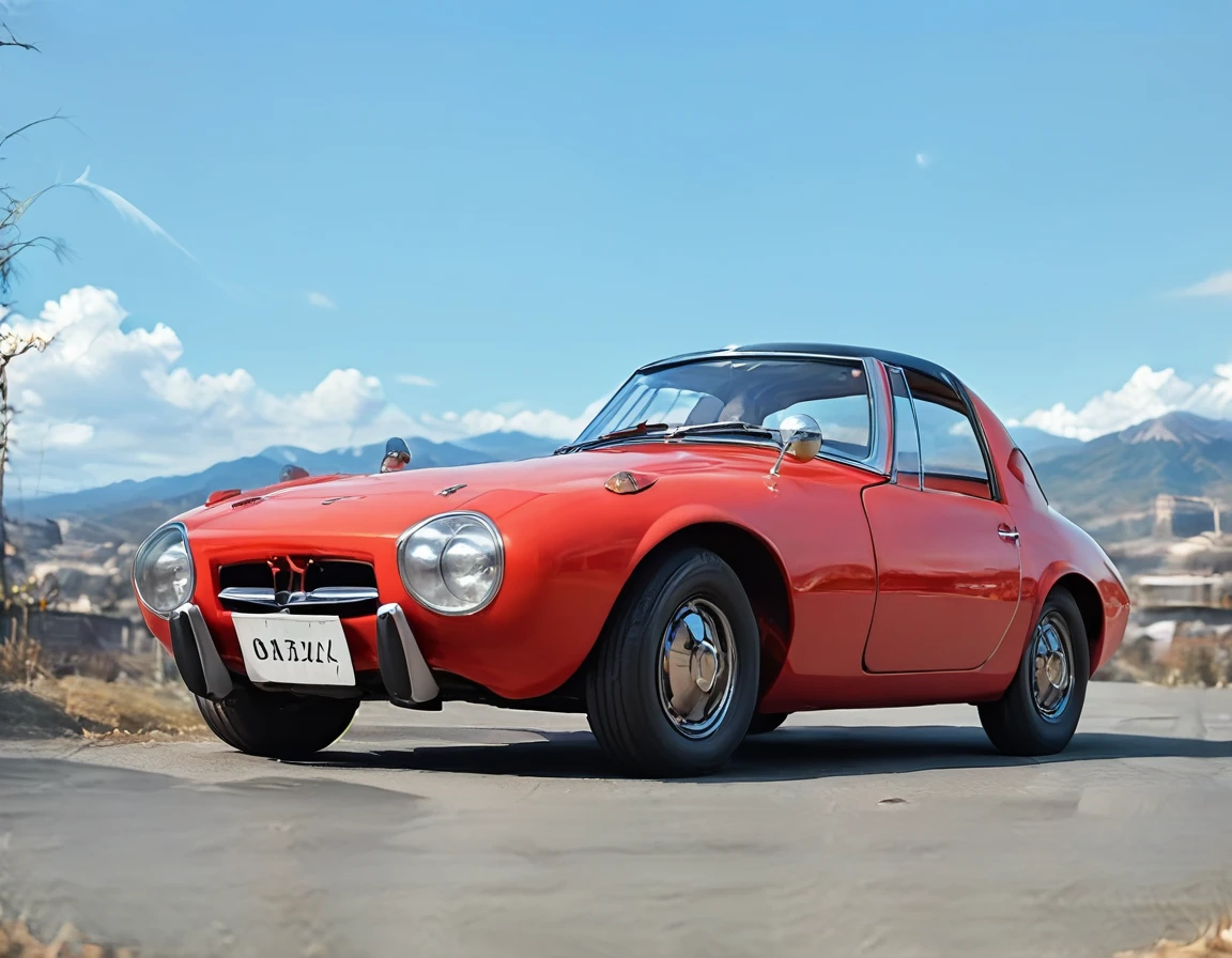 score_9, score_8_up, score_7_up, source_real, realistic, photorealistic, BREAK
ToyotaS800, car, motor vehicle, ground vehicle, vehicle focus, outdoors, sports car, majestic mountains, clear sky, scattered clouds. <lora:detailed_notrigger:1> <lora:zy_Detailed_Backgrounds_v1:1> <lora:BDpony_ToyotaS800_V1-20368:1>, Depth of field, Cinematic lighting, motion blur