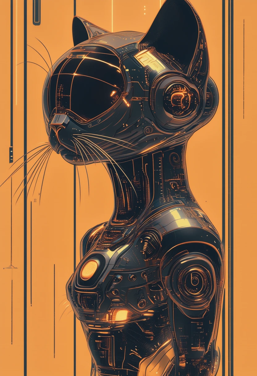 a cat, Futuristic bzonze-colored<lora:SD3.5\SD35-lora-Futuristic-Bzonze-Colored.safetensors:1.0:1.0>