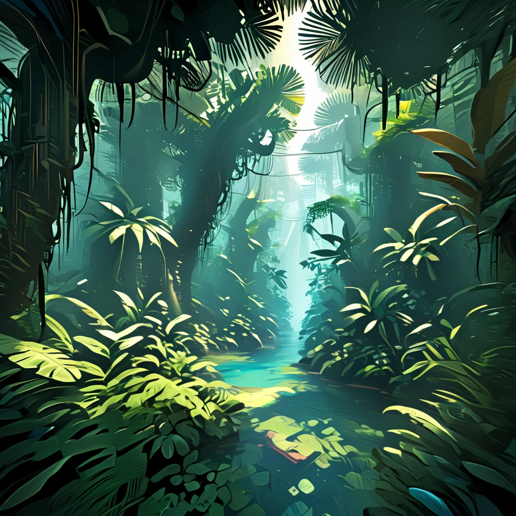 {Tropical Rainforest}, Archipelago biome, first person view perspective, rpg game, in the style of fantasy, volumetric lighting, natural lighting, natural shadows, vector art, digital art,  <lora:artfullyMAP1P:1>, artmap1p,