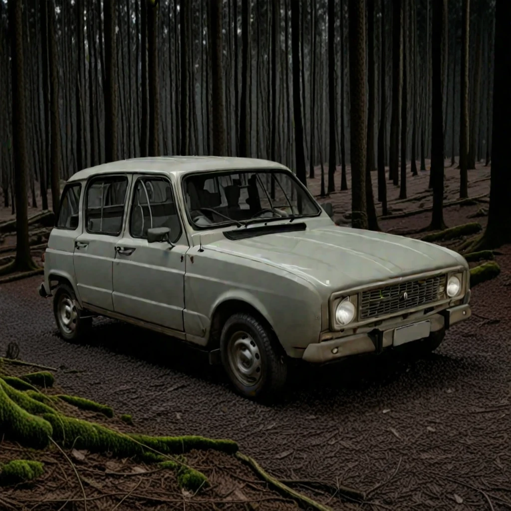 	4l parked in a dark forest