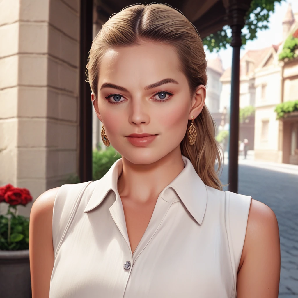 score_9, score_8_up, score_7_up, source_anime, professional photograph of Margot woman, wearing casual clothes, sleeveless, ponytail, sleeveless, slender, long hair, on the streets of a Spanish village, beautiful houses, posing, smiling, godrays <lora:Margot Robbie 2013-2015 Pony:1>