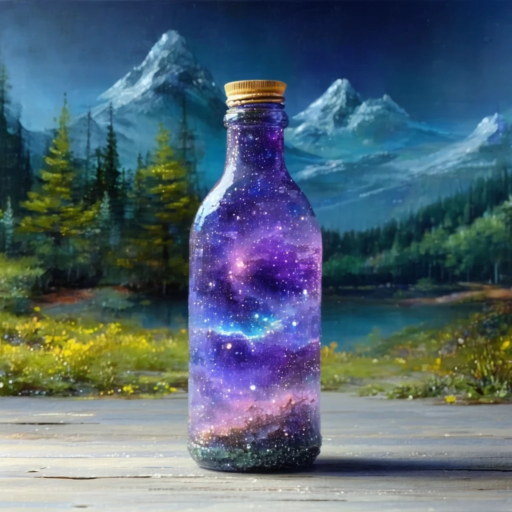 beautiful scenery nature glass bottle landscape, purple galaxy bottle,
