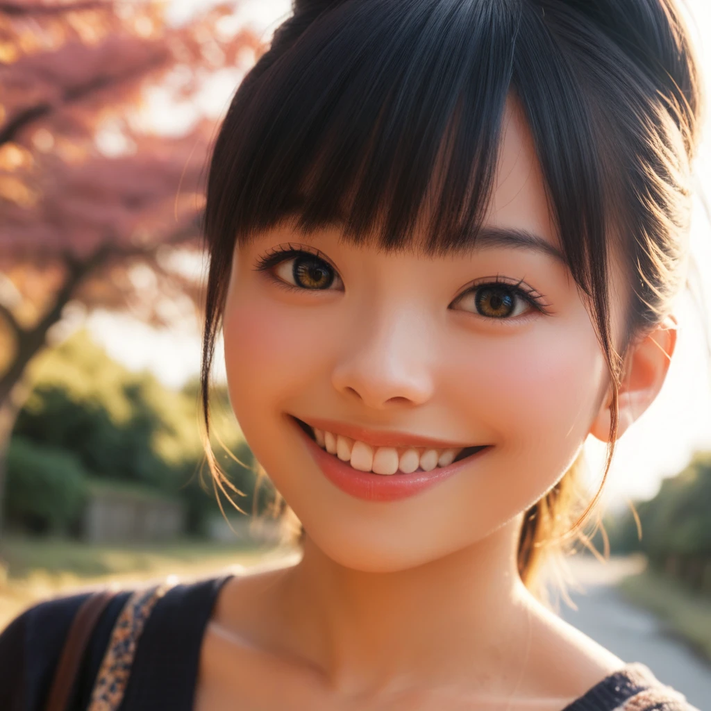 score_9, score_8_up, score_7_up, score_6_up, score_5_up, score_4_up,BREAK,(japanese,girl:1.2),(wide shot),looking viewer,upper body,outdoor, <lora:PONY_Realistic_large_wide_mouth_v1-000009:0.7> smile,protruding teeth,mouth open,