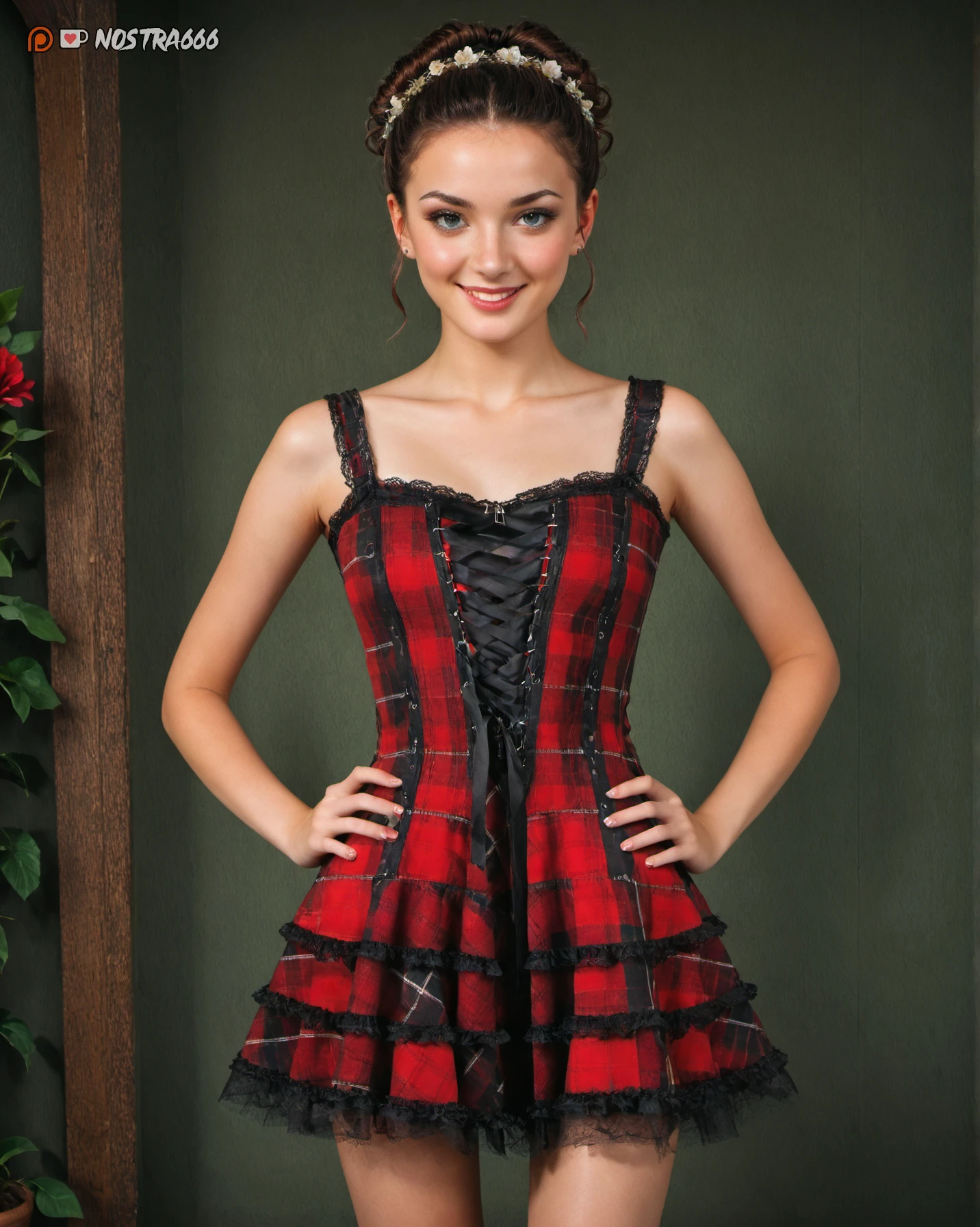 Harley Red and Black Tartan Dress v1.0