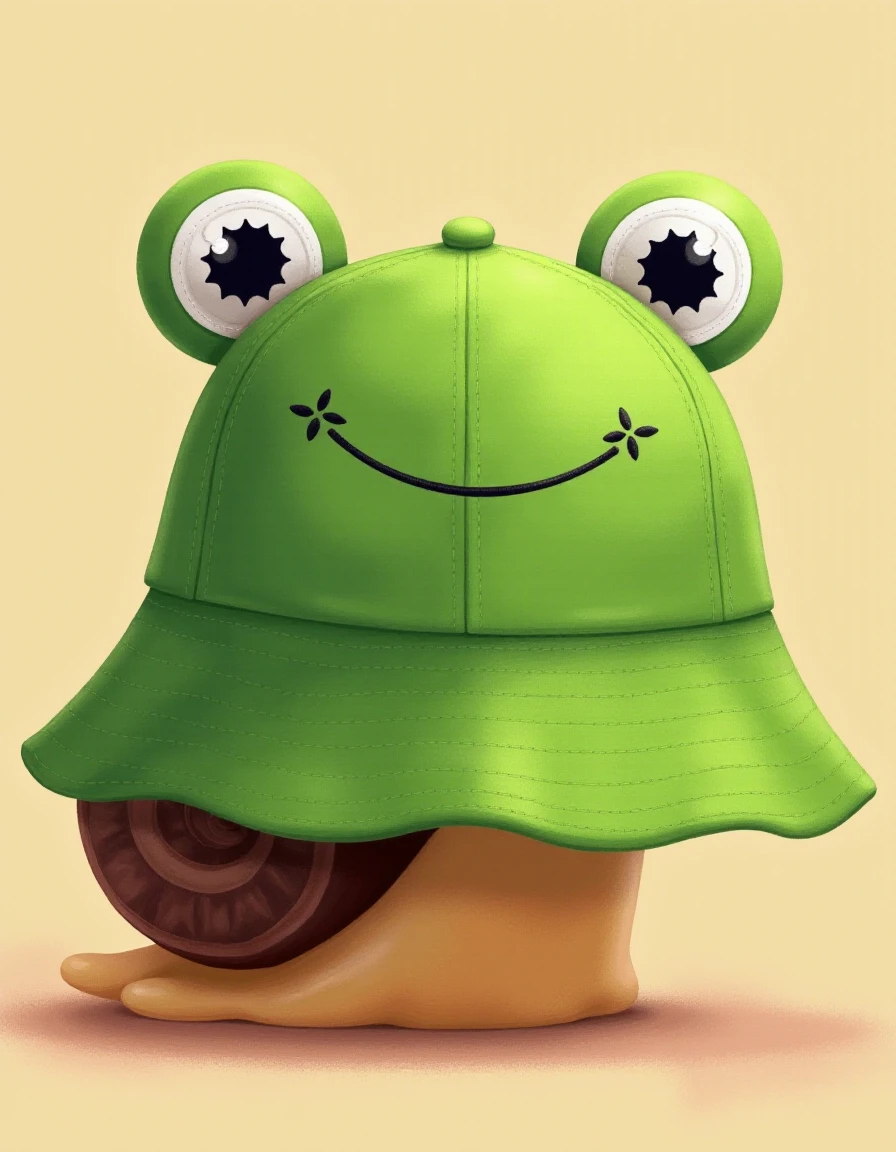 A cute snail wearing a froggy hat <lora:Froggy_Hat:1>