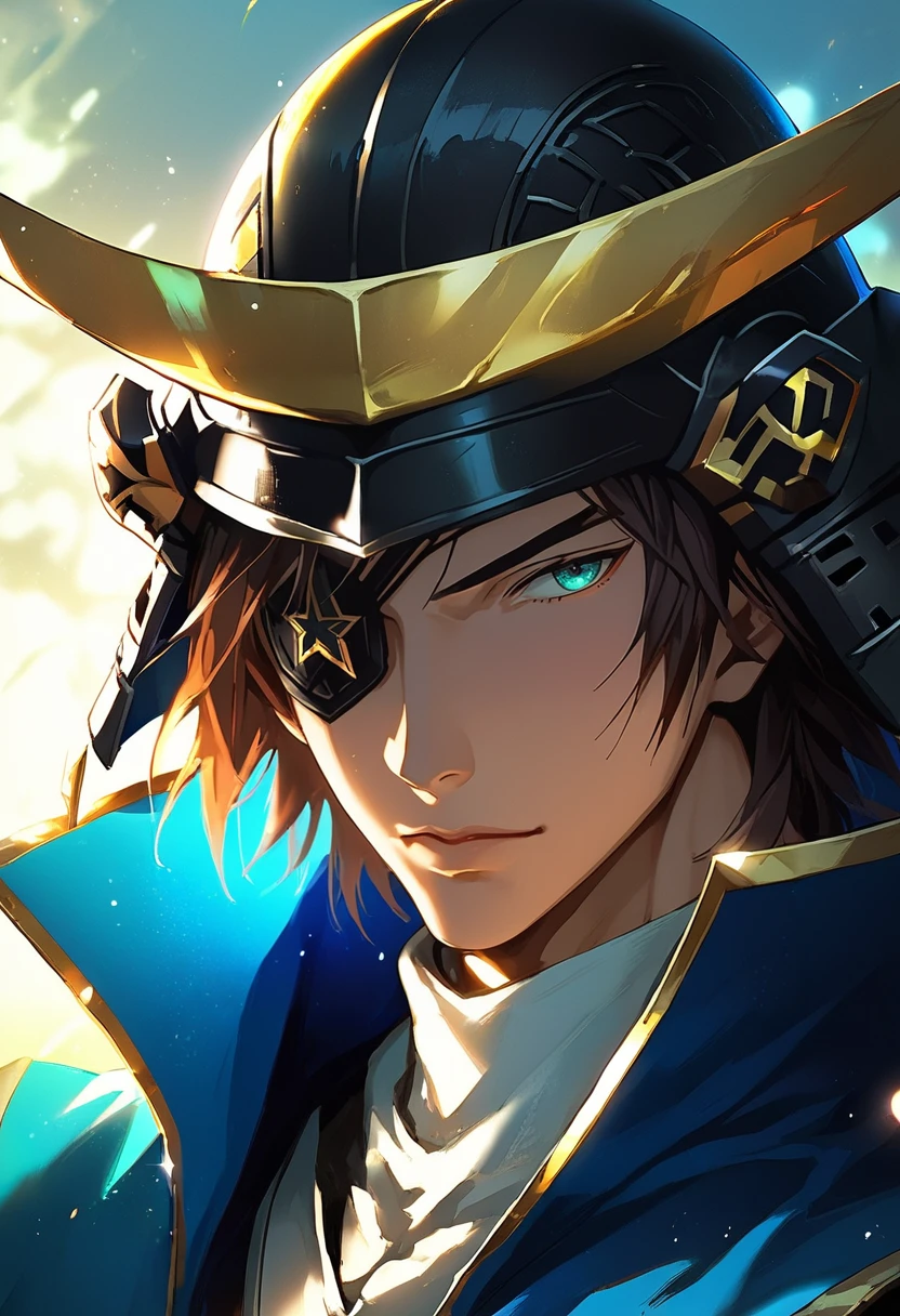 source_anime, score_9, score_8_up, score_7_up, (masterpiece:1.2), (best quality:1.3), 1boy, <lora:Masamune_Date_Sengoku_Basara:0.8> mdate_sgbs, helmet, eyepatch, portrait, low-key lighting, lo-fi, glow, dynamic cinematic lighting, ray_tracing, global illumination <lora:Anime Style (Vauxz) PONY:0.8>