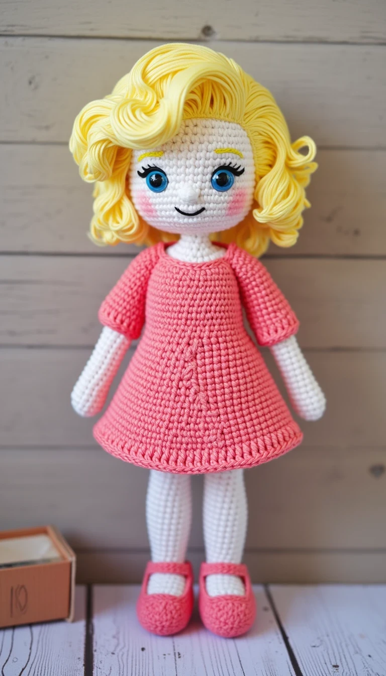 a crocheted Marilyn Monroe in the style of CRCHTD