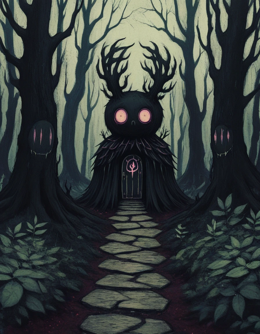 novuschroma style path through a forest