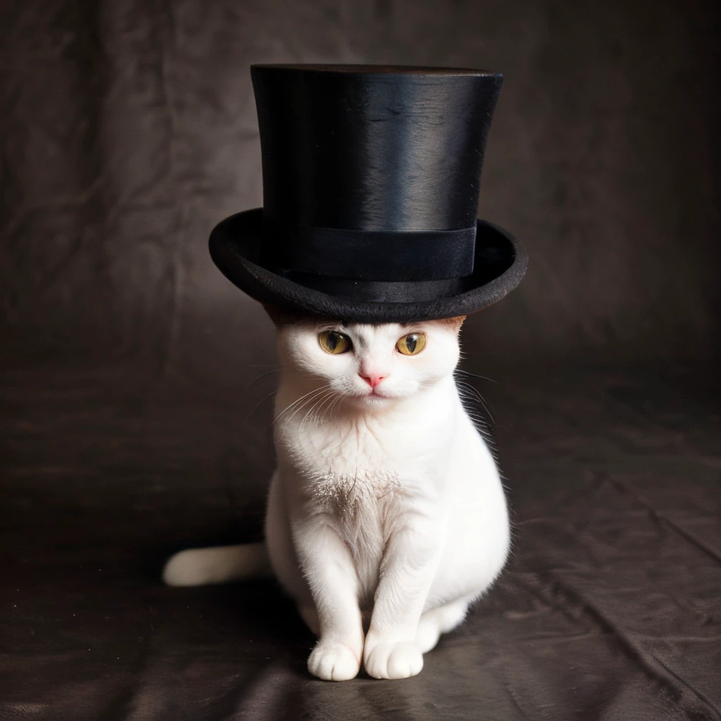 cute animal cat with tophat, <lora:TopHatConcept:0.7>