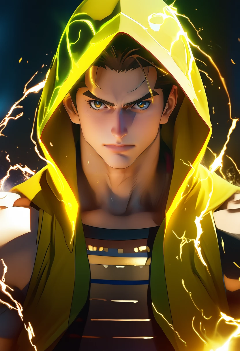 source_anime, (masterpiece), (best quality), score_9, score_8_up, score_7_up, (masterpiece:1.2), (best quality:1.3), 1boy, portrait, golden aura, hood, <lora:Ieyasu_Tokugawa_Sengoku_Basara-000005:0.8> itoku_sgbs, brown hair, looking at viewer, muscular, angry expression, simple background, masterful composition, dynamic movement, low-key lighting, lo-fi, glow, dynamic cinematic lighting, ray_tracing, global illumination <lora:Anime Style (Vauxz) PONY:0.8>