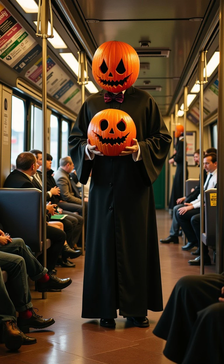 pampkihad man, Baroque painting, Halloween theme Busy train station and commuters
<lora:halloween_s01_pumpkin_head_pampkihad:1>