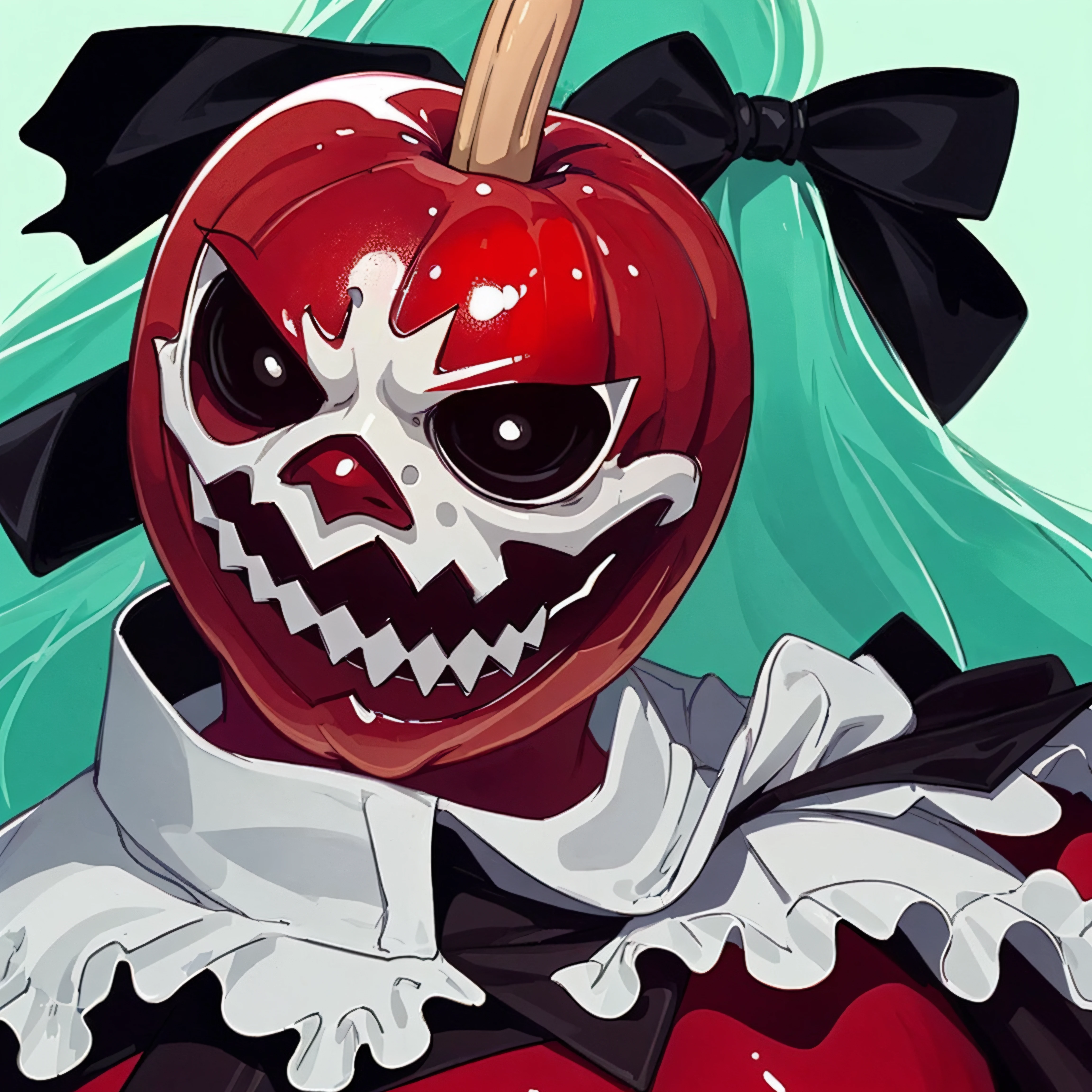 just an apple, scary face, aborora face,(halloween:1.4) theme, (candy:1.2) (apple:1.3), (apple:1.1), candy,  <lora:MacadoAmor:0.2>