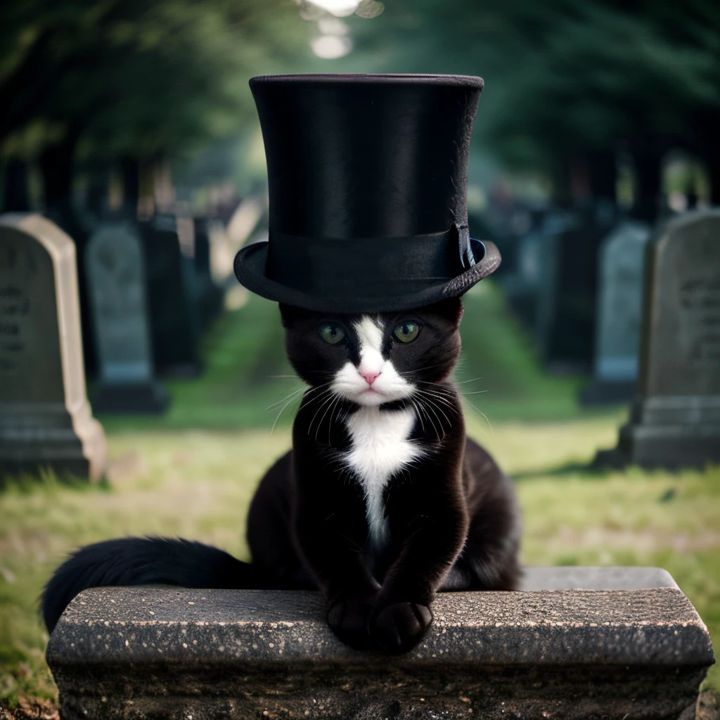 intricate photo, cute animal cat with tophat in a cathedral, gothic art, 8K <lora:TopHatConcept:0.9>