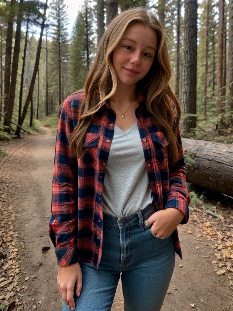 photo of kenerly, Flannel Shirt at Forest Hike, <lora:kenerly:1>