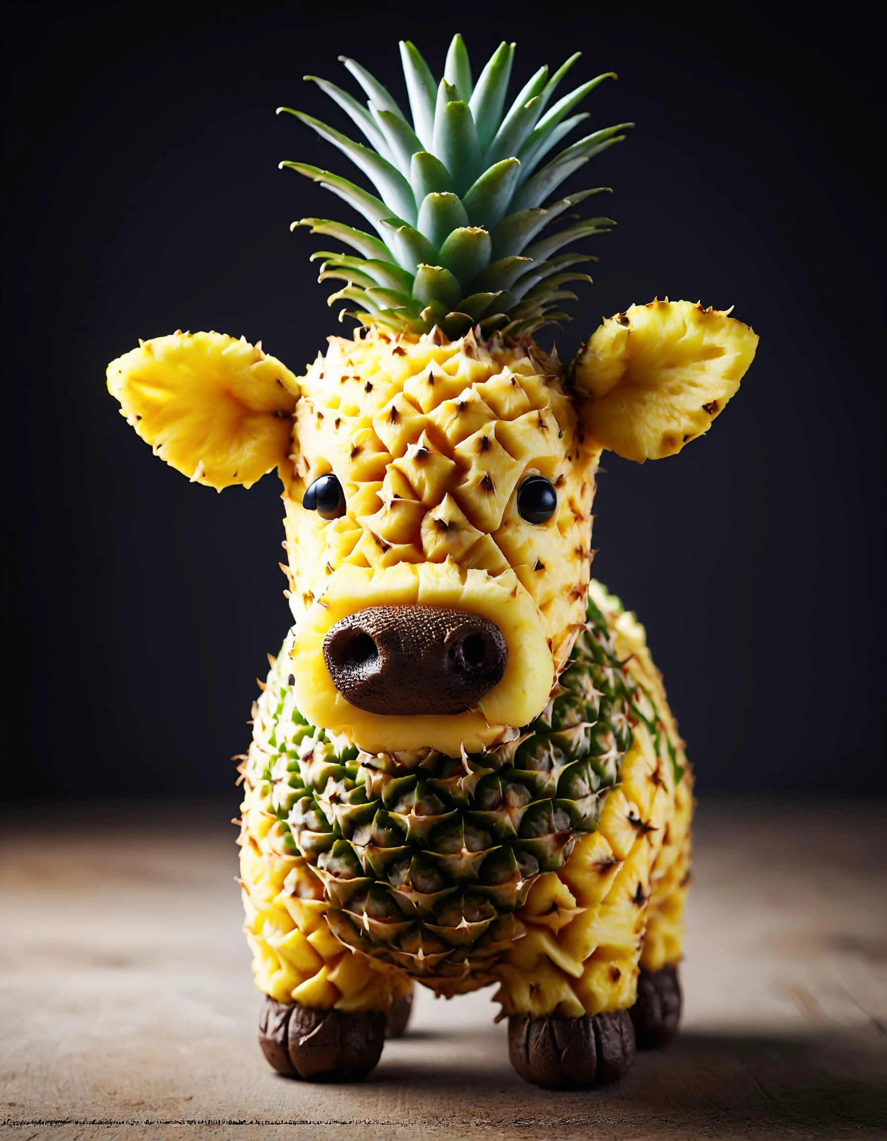 photo of a cute cow, standing, made out of pineapple
<lora:Pineapple_World_Morph:1>