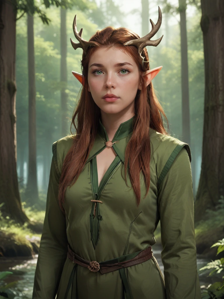 score_9, score_8_up, score_7_up, score_6_up,  <lora:Keyleth_The_Legend_of_Vox_Machina-000008:0.6> Keyleth, 1girl, brown hair, elf, green eyes, details lips, long hair, standing, forest,