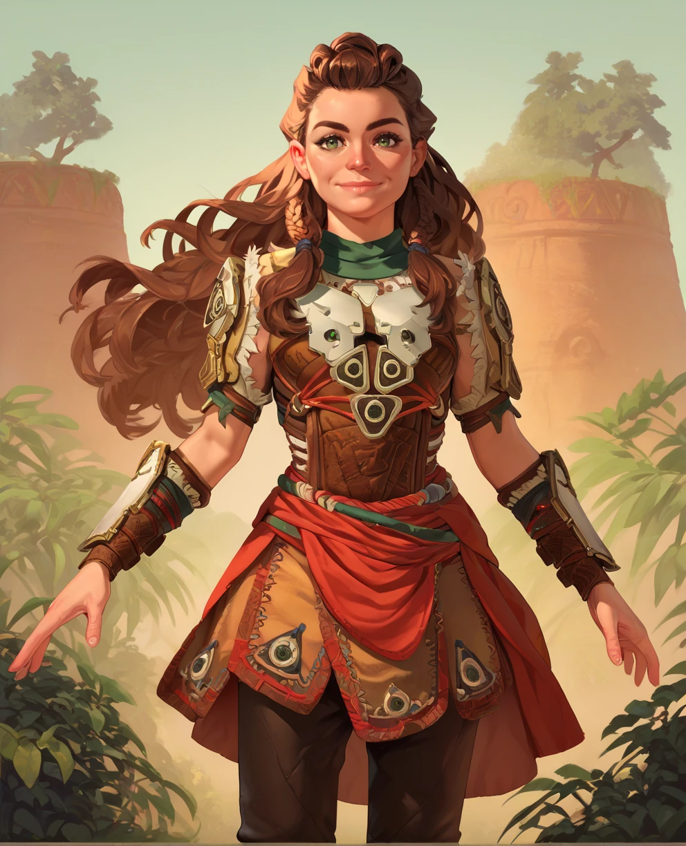 score_9,score_8_up,score_7_up,score_6_up,score_5_up,score_4_up,
aloyfbxl,brown hair,long hair,green eyes,eyeliner,
tribal,dress,short sleeves,bracer,armor,pants,light smile,
solo,
outdoors,<lora:aloyFBXL-125th:0.8>,