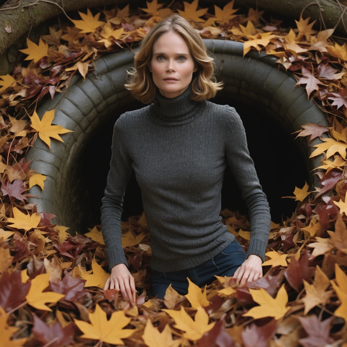 a professional absurdres sharp focus intricately detailed photograph Rachel_Blanchard
stuffing a body into a well amongst fallen fall foliage,
 <lora:Rachel_Blanchard-SDXL:0.85>, 
sfw, fully clothed with a turtleneck and everything,
 <lora:Darkness:0.6> (Darkness:1.3) <lora:DarkSpheraStyle:0.55> (DarkSpheraStyle:1.2)