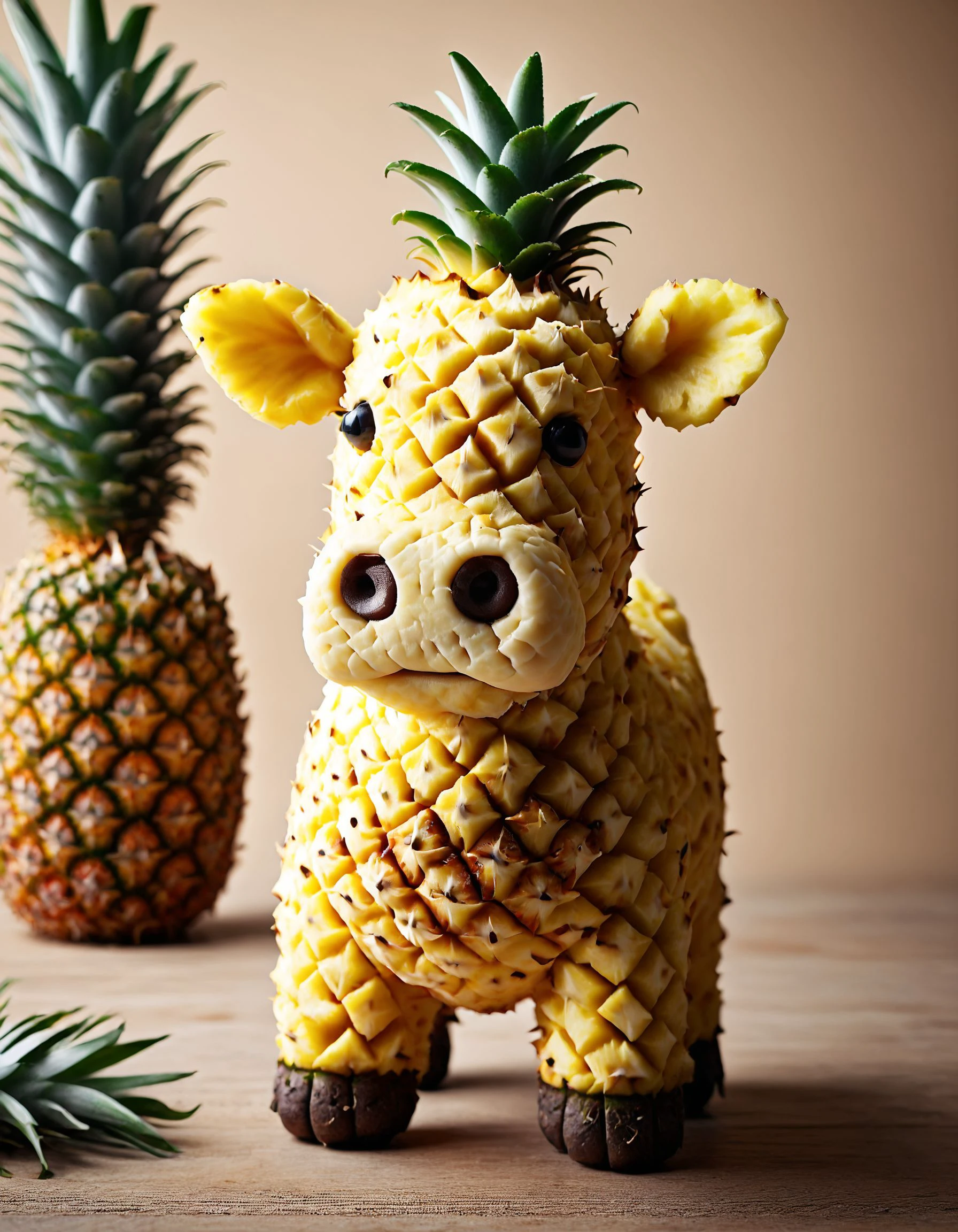 photo of a cute cow, standing, made out of pineapple
<lora:Pineapple_World_Morph:1>