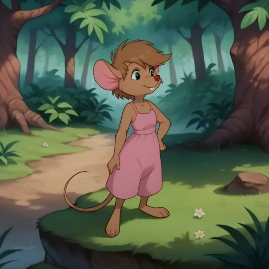 score_9, score_8_up, score_7_up, score_6_up, score_5_up, score_4_up, source_furry, abigailouaf,  female, mouse, brown fur, pink dress, forest, , <lora:7713d86d-ba72-4d20-a6ca-087f603ce6c3:0.7>