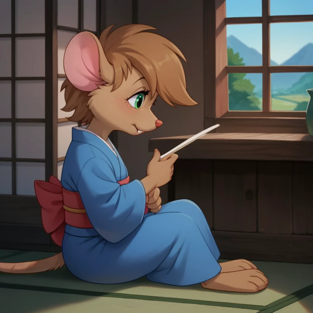 score_9, score_8_up, score_7_up, score_6_up, score_5_up, score_4_up, source_furry, abigailouaf, young anthro, female, mouse, brown fur, kimono, inside, <lora:7713d86d-ba72-4d20-a6ca-087f603ce6c3:0.7>