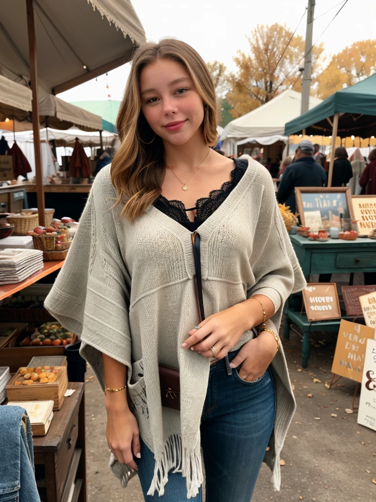 photo of kenerly, Poncho at Autumn Flea Market, <lora:kenerly:1>