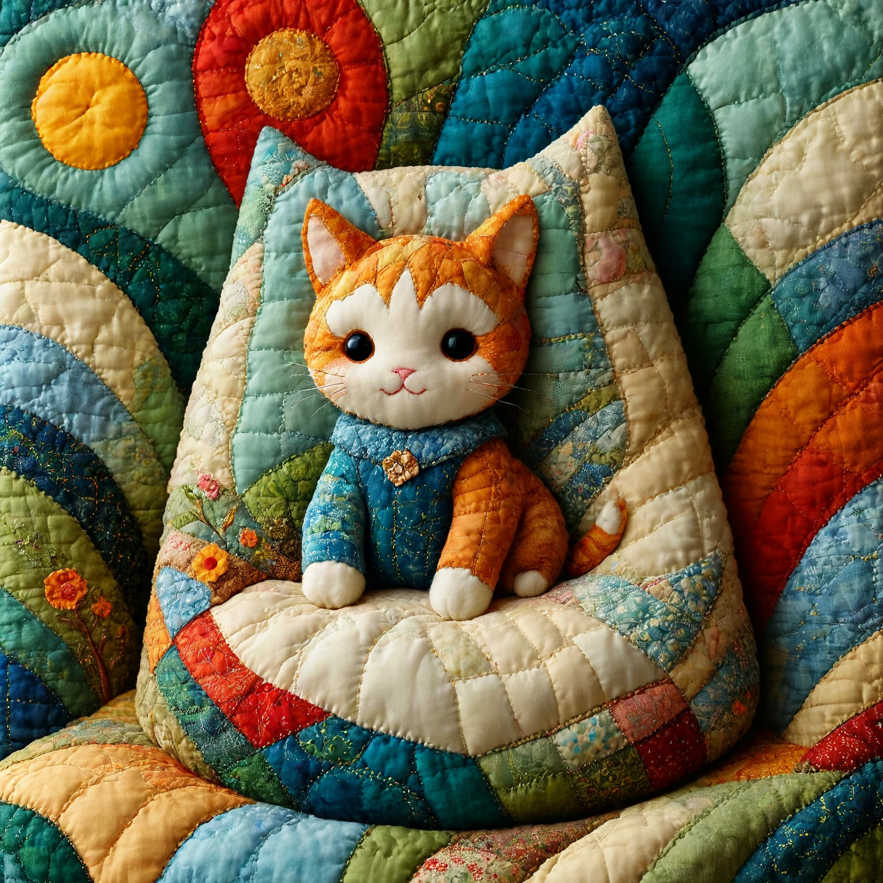 A cat made of quilted fabric, sleeping in a quilted tower.

<lora:SoftWorld01a_CE_SDXL_64x32x180x2bOT:0.8> sftwrldCE style