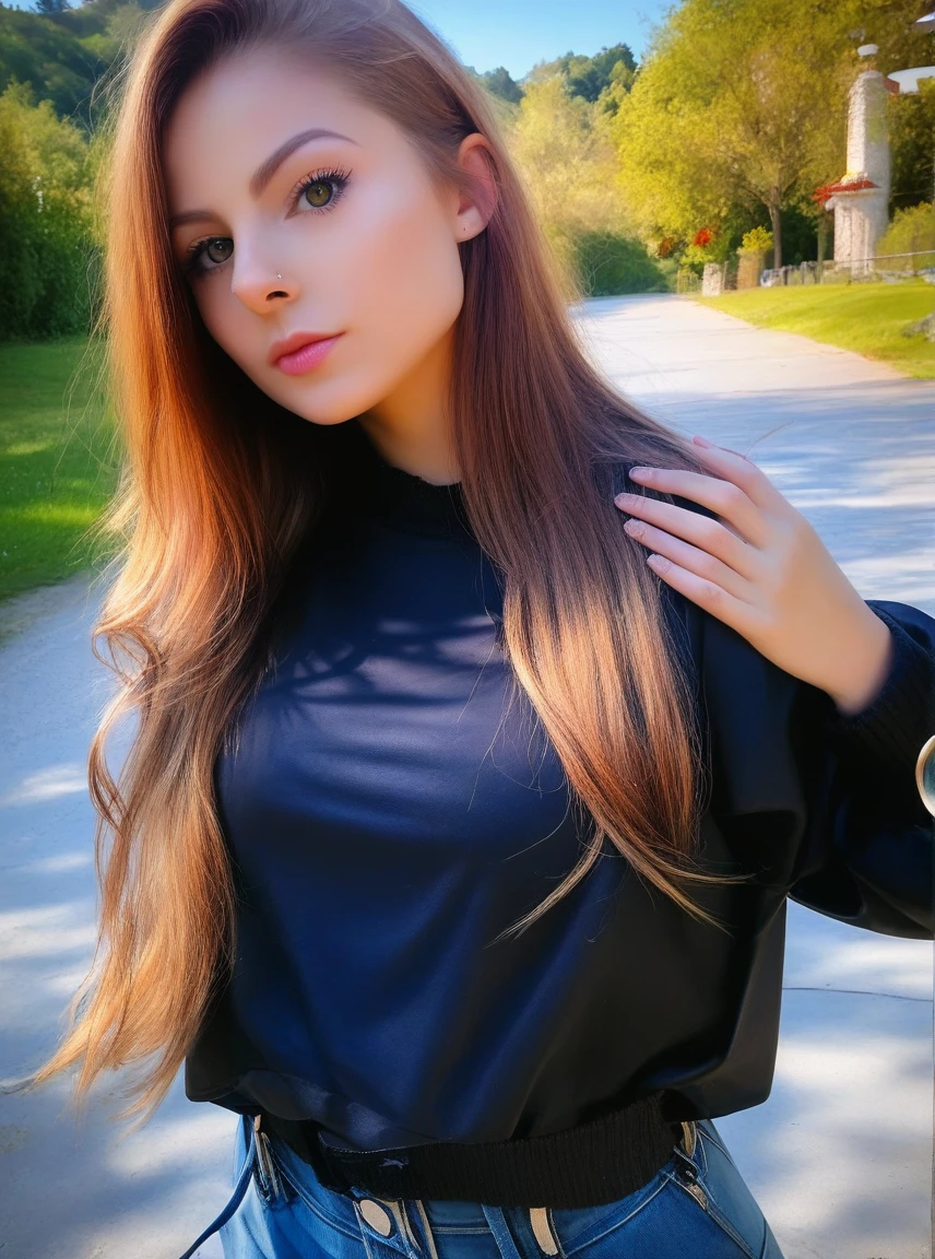 zPDXL, taniaraymonde, 1girl, solo,  long hair, looking at viewer, blurry background, upper body, sweater, hotel lobby <lora:taniaraymonde_pxl_2s:1>