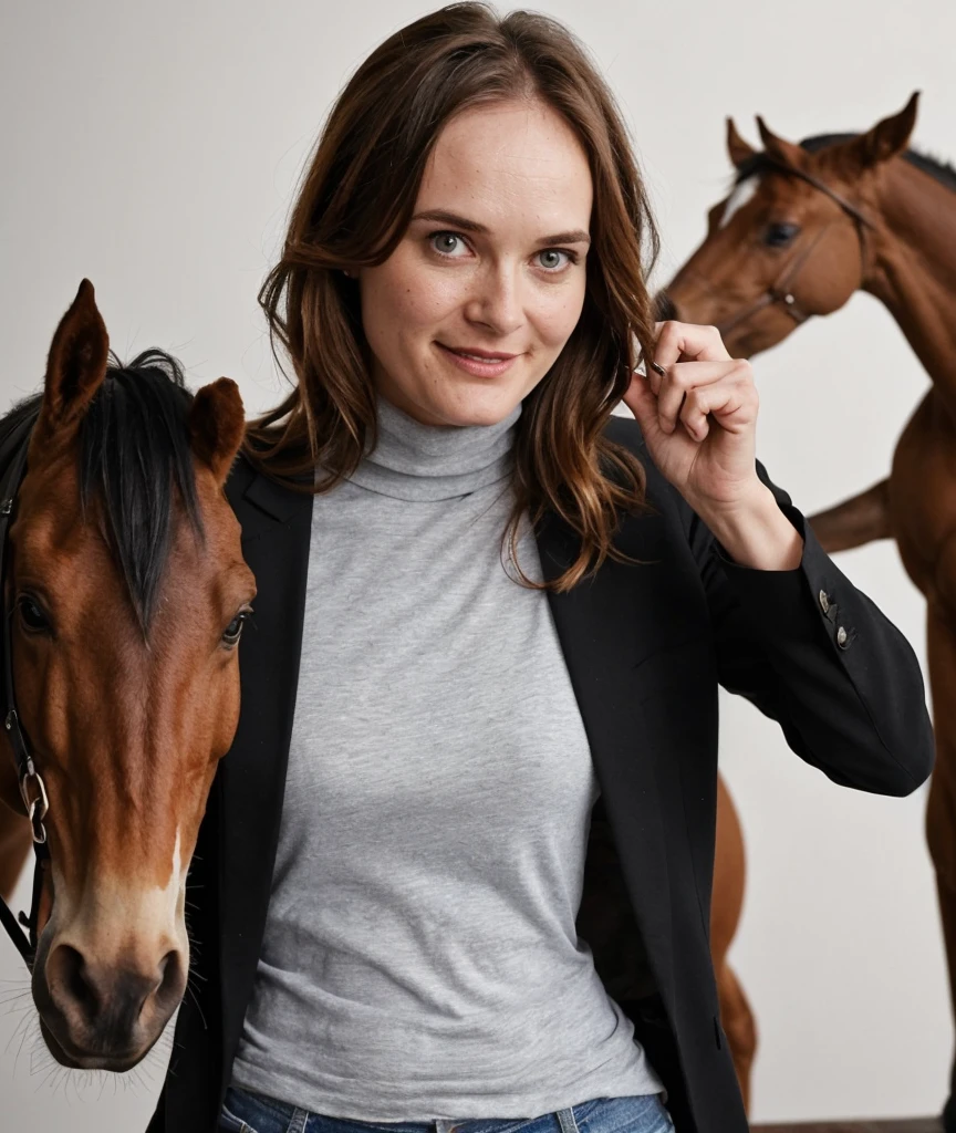 a professional absurdres sharp focus intricately detailed photograph of  (Rachel_Blanchard:1.1) with a gentle smile,
putting her fingers in the nostrils of a skeletal horse,
fully clothed with a turtleneck and everything, <lora:Rachel_Blanchard-SD:0.8>