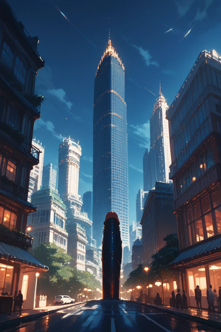 score_9, score_8_up, score_7_up, source_anime, rating_safe, night, night sky, dark, natural lighting, fantasy Penis-structure focus, DaPP, DaPP_architecture, buildings, cityscape, intricately detailed illustration, atmospheric perspective, depth of field, blue theme