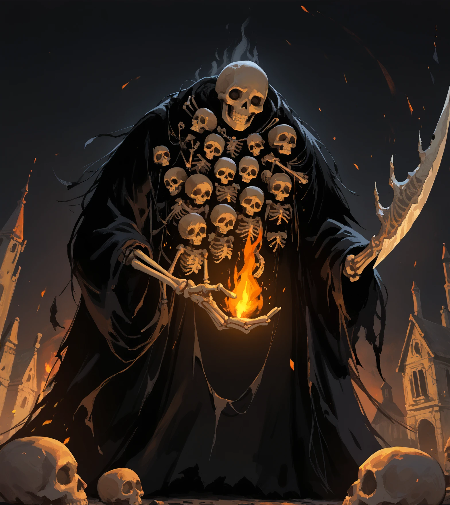 score_9, score_8_up, score_7_up,
<lora:nito_v1:0.95>, nito, solo, skeleton, black robe, giant, size difference, torn clothes, no humans, holding fire,greatsword,