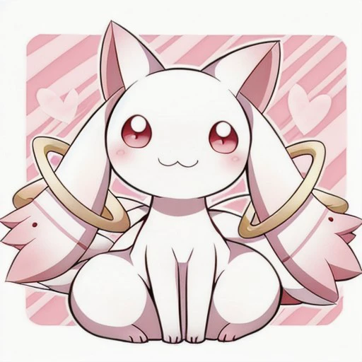 cute cat kyubey, happy,  madokamagica, anime