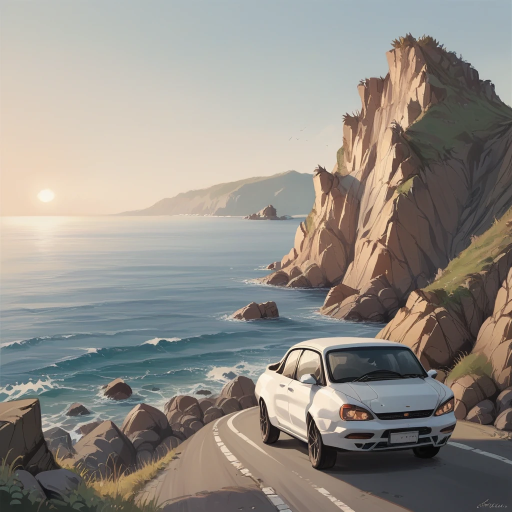 score_9, score_8_up, score_7_up, score_6_up, score_5_up, score_4_up, zPDXL2,source_anime,rating_questionable,  <lora:Coast:0.8> co4st, outdoors, ocean, rock, cliff, highway, sports car