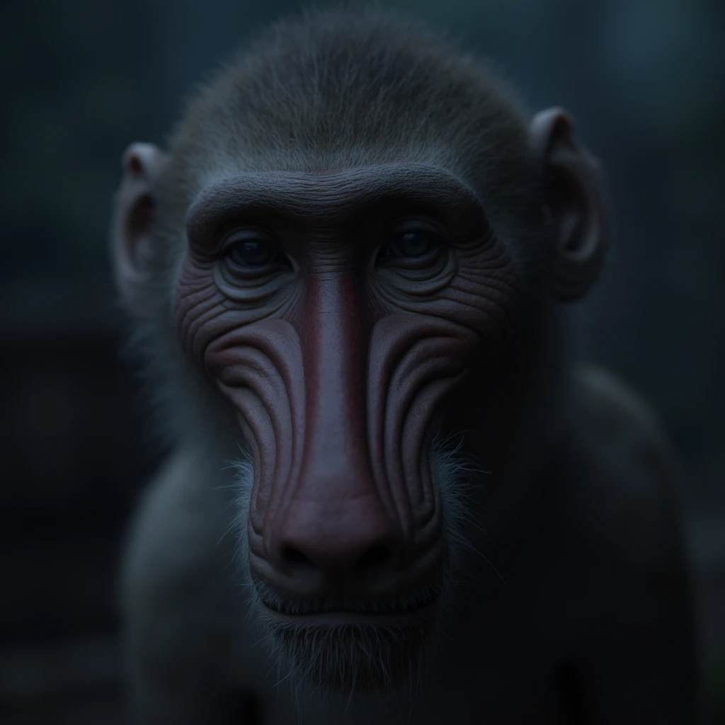 cinematic film still of  <lora:national geographic style The Lion King v1:0.8>
In the African jungle a close up of a monkey's face with a blurry background,realistic,realism,photorealism,hyperrealism,hyperrealistic,solo,looking at viewer,1boy,no humans,close-up,horror (theme),eye focus , realistic, sharp, detailed, documentary style, film light style, movie still, photography, artistic, perfection, contrast, cinematic, filmic, high quality photo,  8k quality, colorful, different animals, national geographic style, shallow depth of field, vignette, highly detailed, high budget, bokeh, cinemascope, moody, epic, gorgeous, film grain, grainy