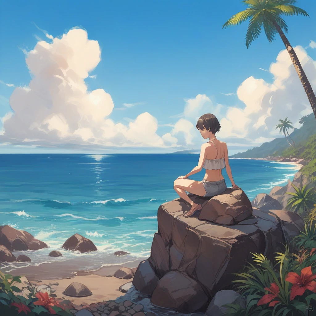 score_9, score_8_up, score_7_up, score_6_up, score_5_up, score_4_up, zPDXL2,source_anime,rating_questionable, <lora:Coast:0.8> co4st, outdoors, ocean, rock, coast, blue sky, tropical