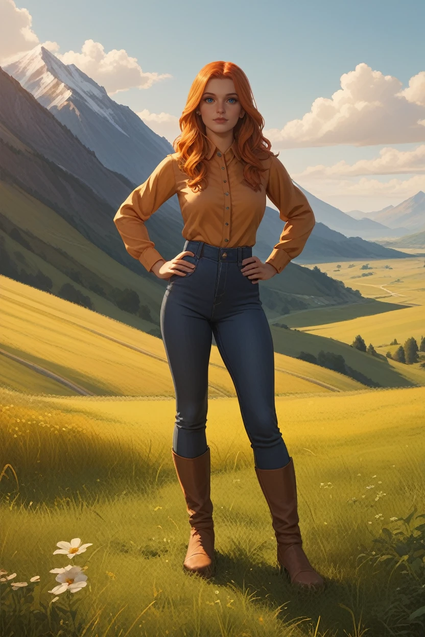 score_9, score_8_up, score_7_up,
<lora:Spider2MaryJ:0.8>
Spider2MaryJ, 1girl, orange hair, long hair, blue eyes, looking at viewer, hands on hips, mountains, field, full body